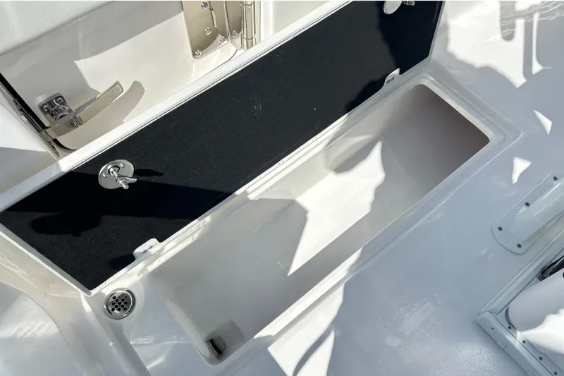  Yacht Photos Pics Open storage compartment on 2026 Sea Fox 268 Commander boat deck.