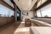 Luxurious interior of 2020 Custom Line Navetta 33 yacht with elegant furnishings and modern decor.