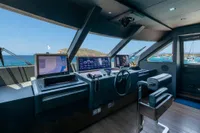 Pilothouse of 2020 Custom Line Navetta 33 yacht with advanced navigation systems.