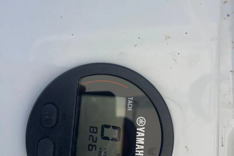  Yacht Photos Pics Yamaha tachometer on 2002 Fountain 38 CC Tournament Edition boat dashboard.