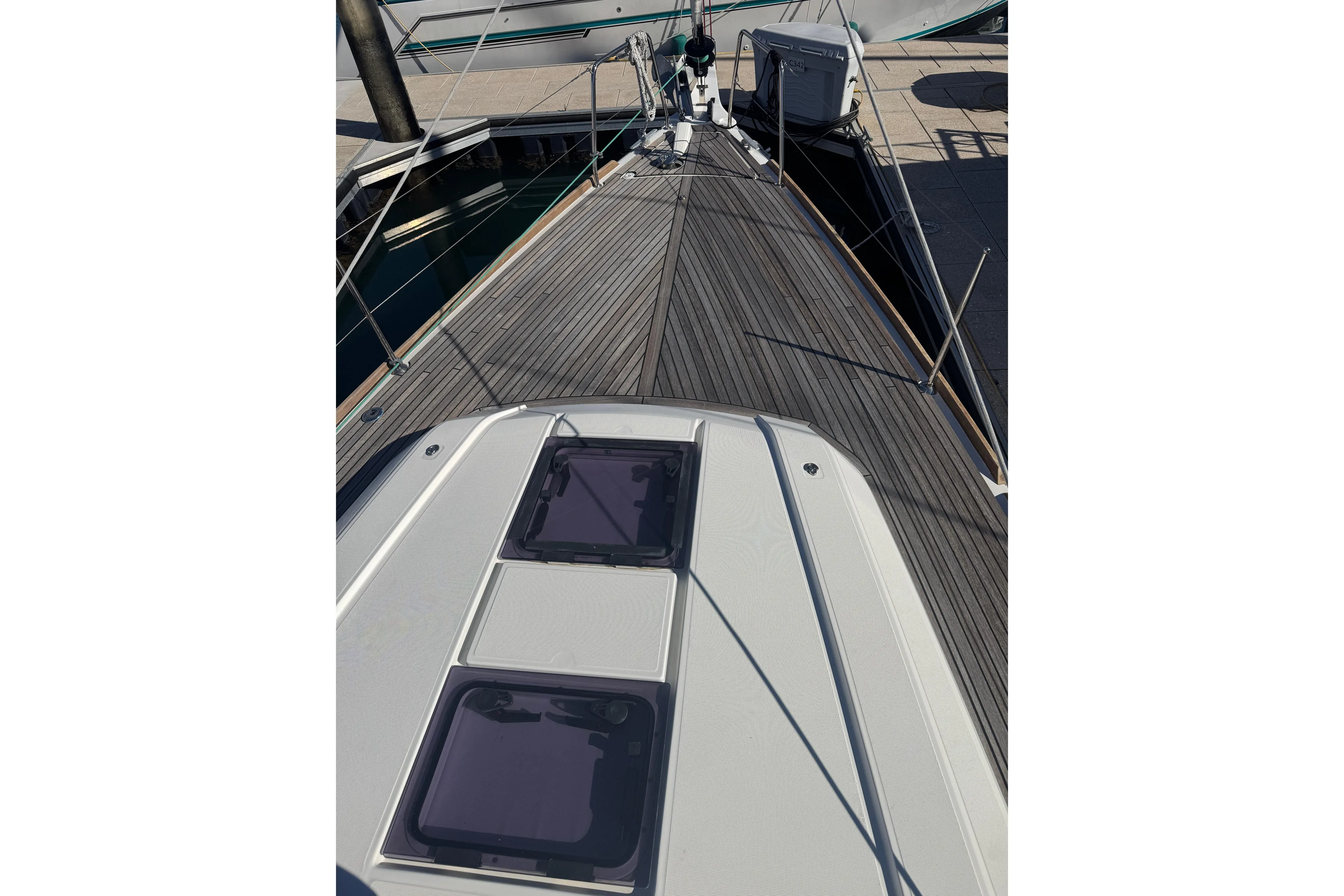 Yacht Photos Pics 2023 Beneteau Oceanis 38.1 yacht deck with sleek design and modern features.