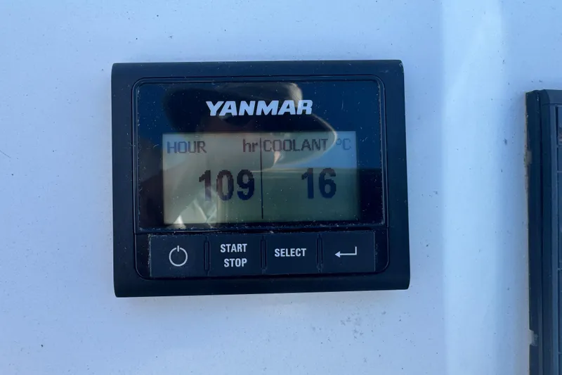  Yacht Photos Pics Yanmar engine display showing 109 hours and 16&deg;C coolant temperature on Beneteau Oceanis 38.1.