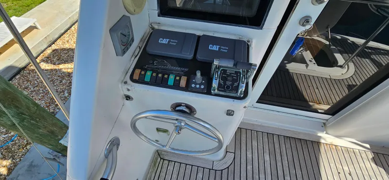 Christina Yacht Photos Pics Control panel of 2004 Riviera 58 Enclosed Flybridge with CAT Marine Power system.
