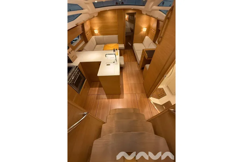  Yacht Photos Pics Luxurious interior of 2024 X-Yachts Xc 47, featuring modern wood finishes and elegant design.