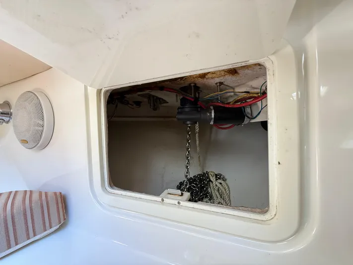  Yacht Photos Pics 2008 Hydra-Sports Vector 3500 VX anchor locker with chain and wiring visible.