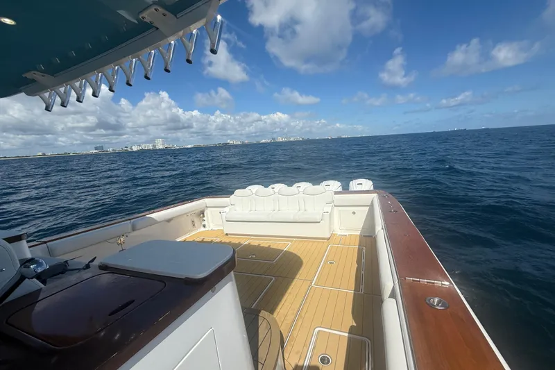  Yacht Photos Pics 2021 HCB 65 Estrella yacht deck with ocean view and clear skies.