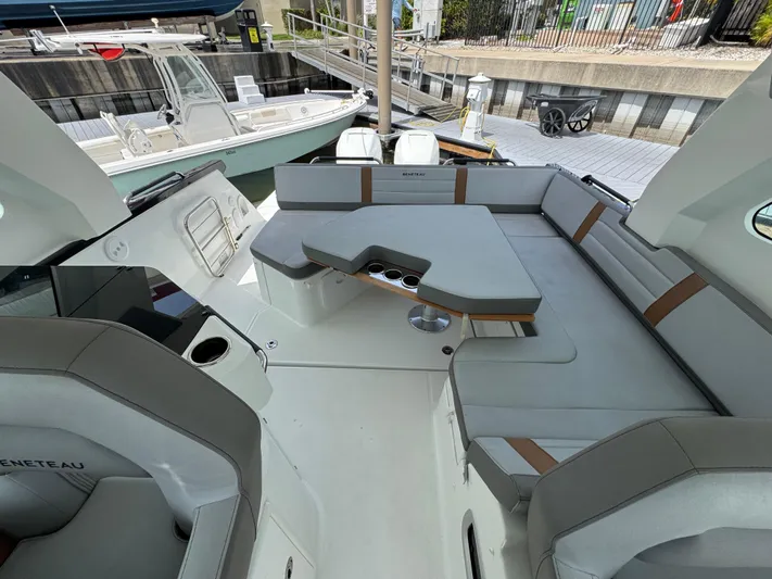 Eleven Eleven Yacht Photos Pics 2022 Beneteau Gran Turismo 32 yacht interior with spacious seating and modern design.