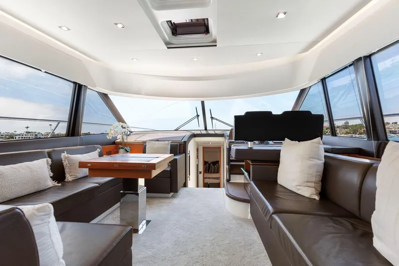 Florita Yacht Photos Pics Luxurious interior of 2016 Prestige 550 yacht with leather seating and modern design.