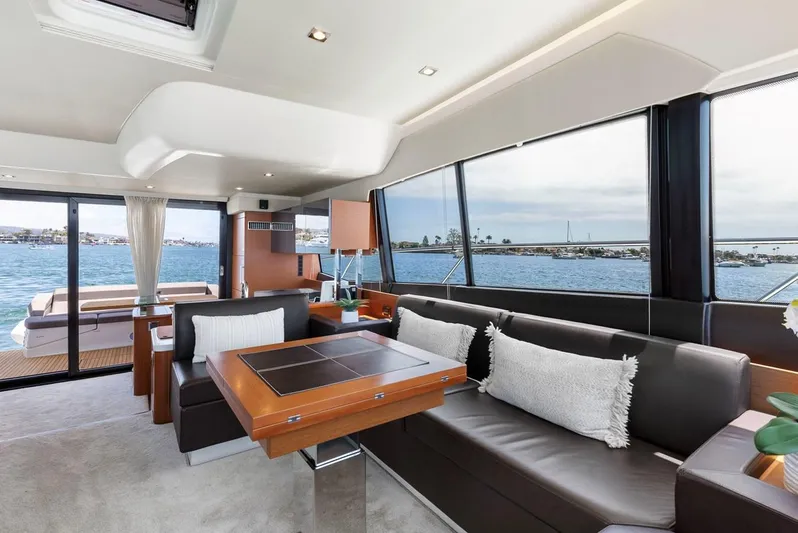Florita Yacht Photos Pics Luxurious interior of 2016 Prestige 550 yacht with ocean view.