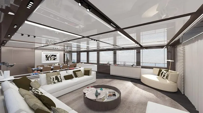  Yacht Photos Pics Luxurious interior of 2028 Inace Aventura 164 yacht with modern furnishings and elegant design.