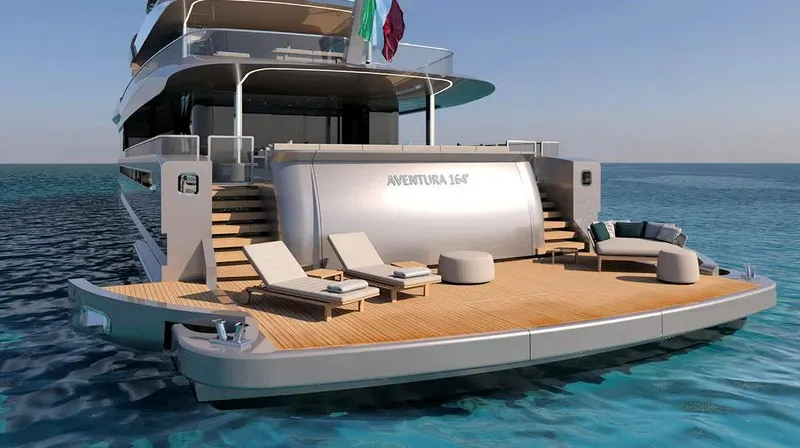  Yacht Photos Pics Luxury yacht Inace Aventura 164, 2028 model, with spacious deck and modern design.
