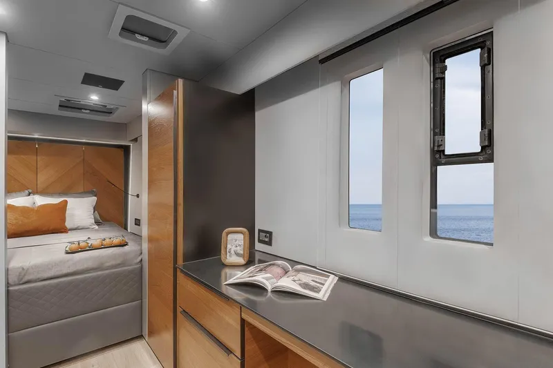  Yacht Photos Pics Luxurious interior of 2026 Sunreef 50 yacht with ocean view and modern design.