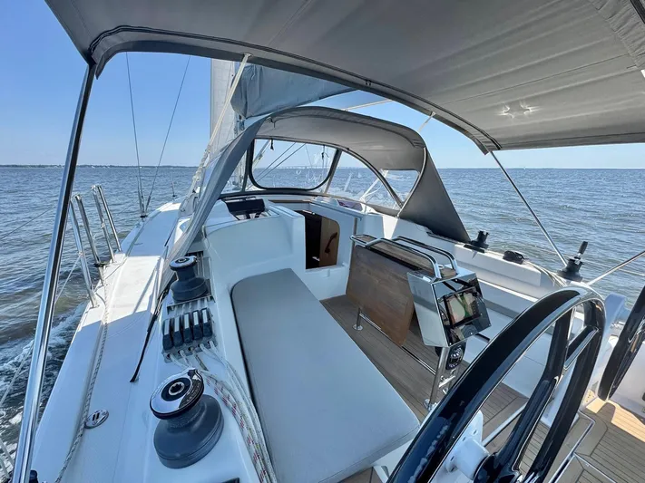 Ahyoka Yacht Photos Pics Sailing yacht Hanse 345, 2017 model, with spacious cockpit and modern navigation equipment.