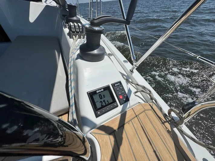 Ahyoka Yacht Photos Pics Sailing on a 2017 Hanse 345 yacht with B&G navigation display and winch.