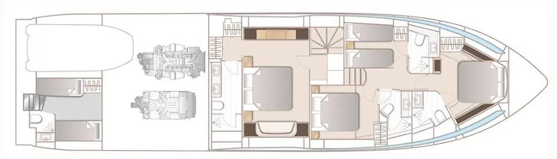Kiwa Yacht Photos Pics Manufacturer Provided Image: Princess S78 Lower Deck Layout Plan