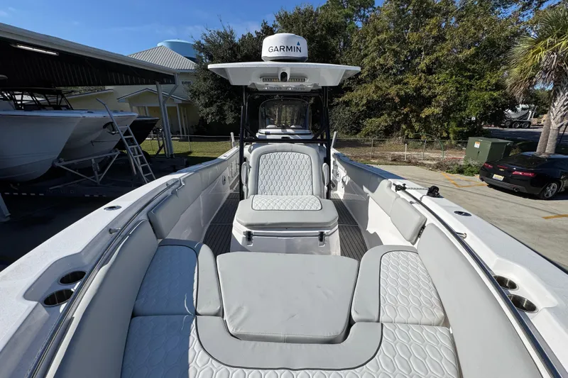  Yacht Photos Pics 2022 Sea Fox 288 Commander boat with Garmin equipment, docked outdoors.