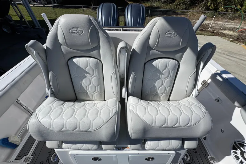  Yacht Photos Pics 2022 Sea Fox 288 Commander boat seats with textured upholstery design.