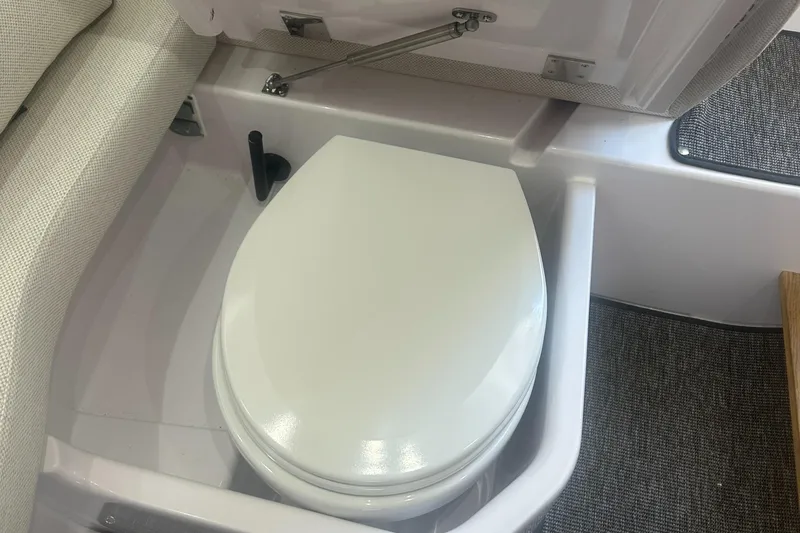 Empoleon Yacht Photos Pics 2025 Axopar 37XC CROSS CABIN BRABUS Trim boat toilet interior.