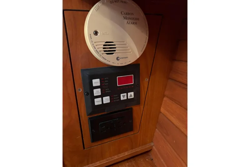 Tru Blu Yacht Photos Pics Control panel and carbon monoxide alarm in 2010 Hunter 39 yacht interior.