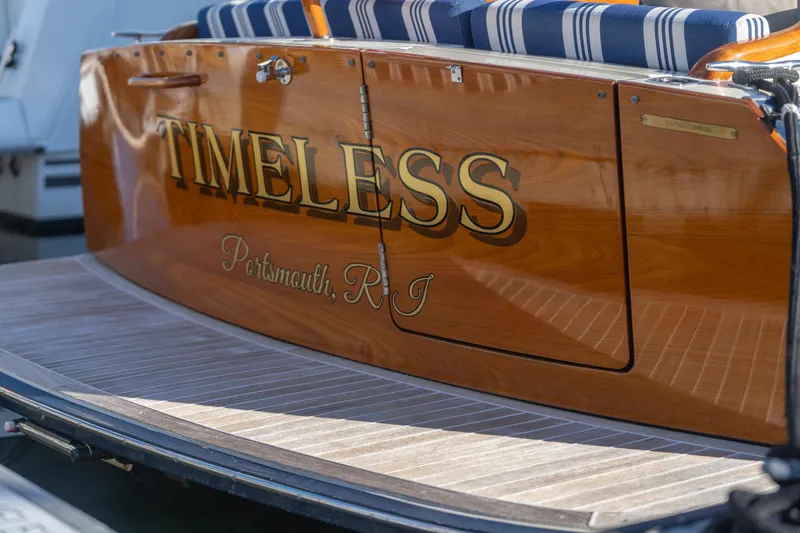 Timeless (name Reserved) Yacht Photos Pics Hinckley Picnic Boat MK III 2015 with "TIMELESS" name, Portsmouth, RI.