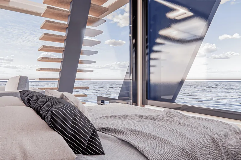  Yacht Photos Pics Luxurious modern interior with ocean view, featuring Custom E-Clipse 2026 design elements.