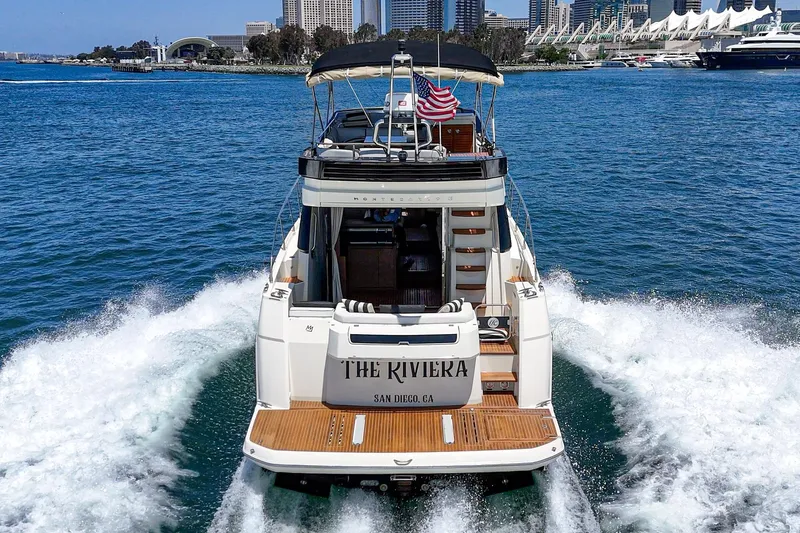 The Riviera Yacht Photos Pics Luxury Monte Carlo MC5S yacht cruising in San Diego waters, 2017 model.