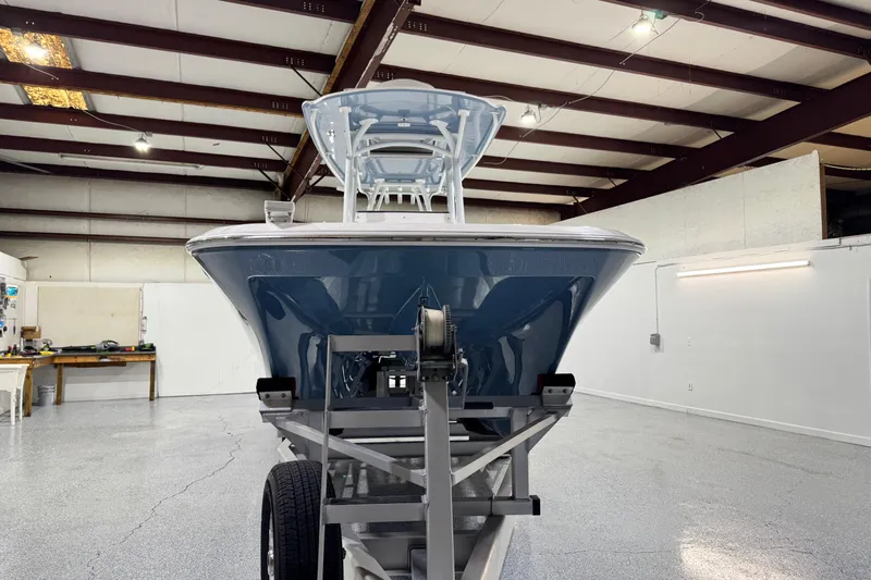  Yacht Photos Pics 2021 Sea Cat 260 boat on trailer in spacious indoor facility.