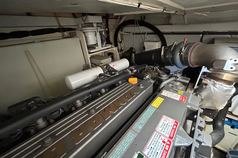  Yacht Photos Pics Engine room of a 2005 Sabre 38 yacht, featuring a Yanmar engine.