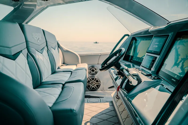  Yacht Photos Pics Interior of 2026 Deep Impact 499 Sport boat with advanced navigation system.