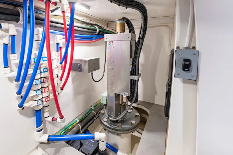 Big Hunter Yacht Photos Pics Albemarle Spencer Edition 2024 technical room with cables and pipes.