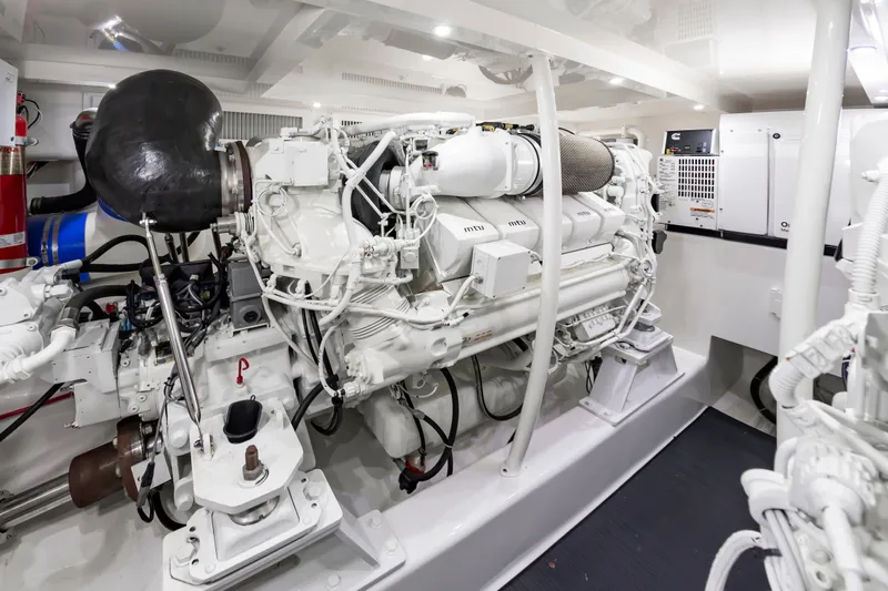 Big Hunter Yacht Photos Pics Engine room of the 2024 Albemarle Spencer Edition boat.