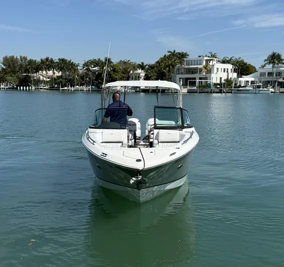  Yacht Photos Pics 2019 Regal 29 OBX boat cruising on a calm, scenic waterway.