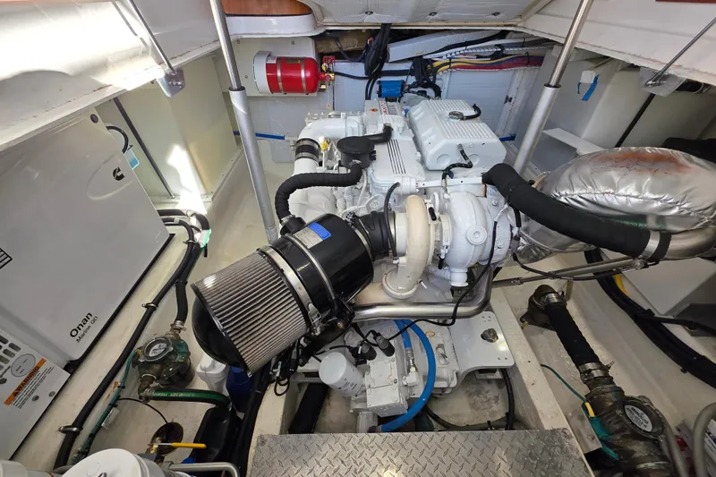  Yacht Photos Pics Engine room of 2022 Back Cove 372 boat, featuring advanced mechanical components.