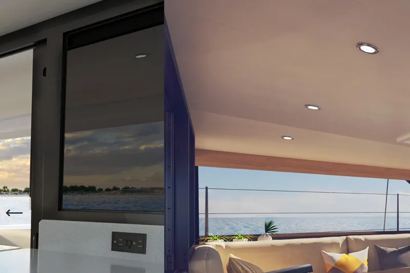 Hh52 New Sc Aft Yacht Photos Pics Luxurious interior of 2026 HH Catamarans HH52, featuring modern design and ocean view.