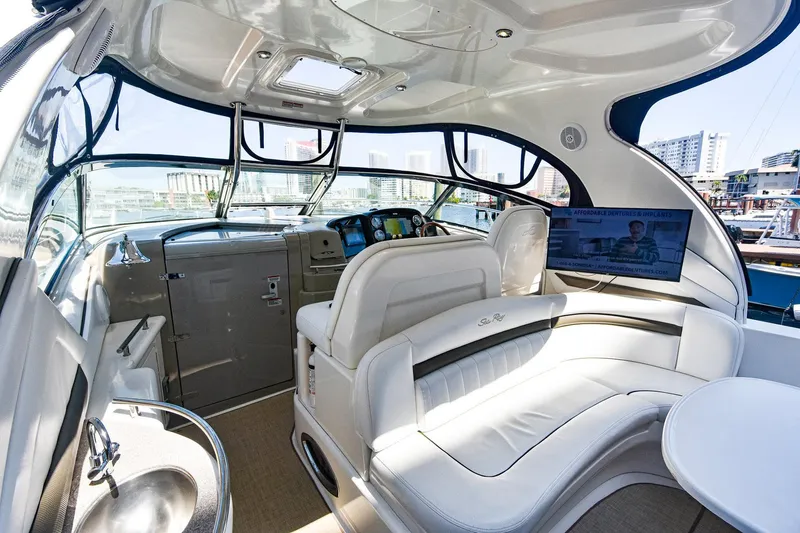 Pure Fun Yacht Photos Pics Luxurious interior of 2007 Sea Ray 40 Sundancer yacht with plush seating and modern amenities.