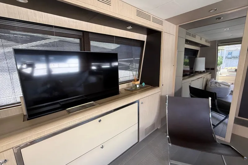  Yacht Photos Pics Luxurious interior of 2013 Riva 75 Venere Super yacht with modern decor.