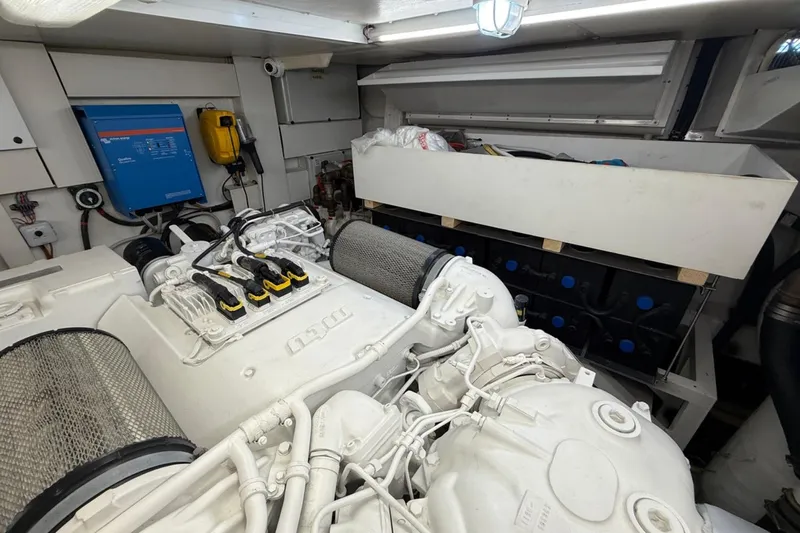  Yacht Photos Pics Engine room of 2013 Riva 75 Venere Super yacht, showcasing mechanical components.