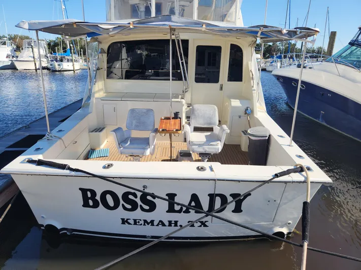Boss Lady Yacht Photos Pics Ocean Yachts 48, 2001 model named Boss Lady docked in Kemah, TX.