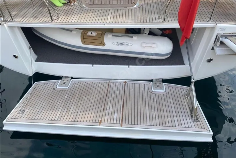 Moody Ds 54 Yacht Photos Pics Moody DS 54 yacht with open swim platform and stored dinghy, 2019 model.