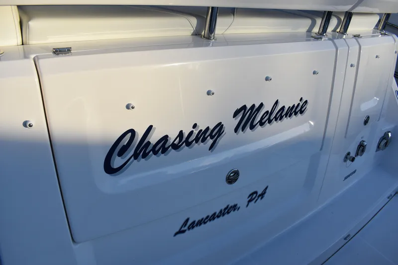  Yacht Photos Pics 2025 Regal 38 FXO boat with "Chasing Melanie" name, Lancaster, PA.