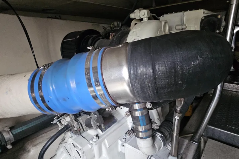  Yacht Photos Pics Engine compartment of 1999 Ocean Yachts 48 Super Sport with visible components.