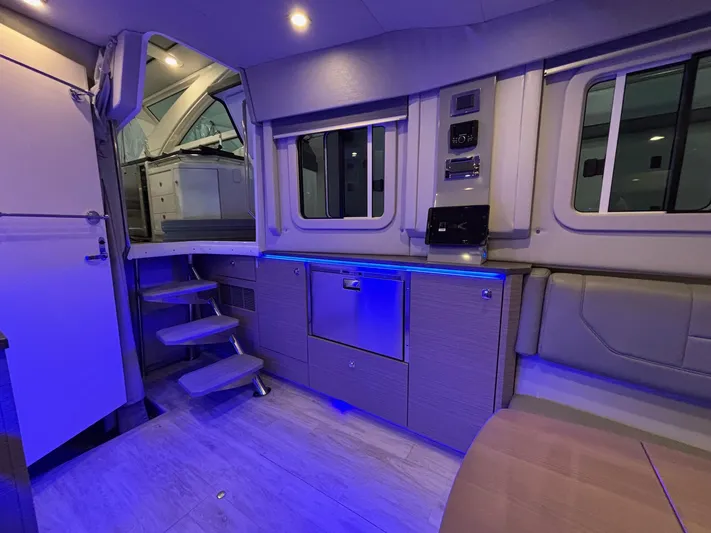  Yacht Photos Pics Interior of 2018 Formula 430 Super Sport Crossover with modern lighting and sleek design.