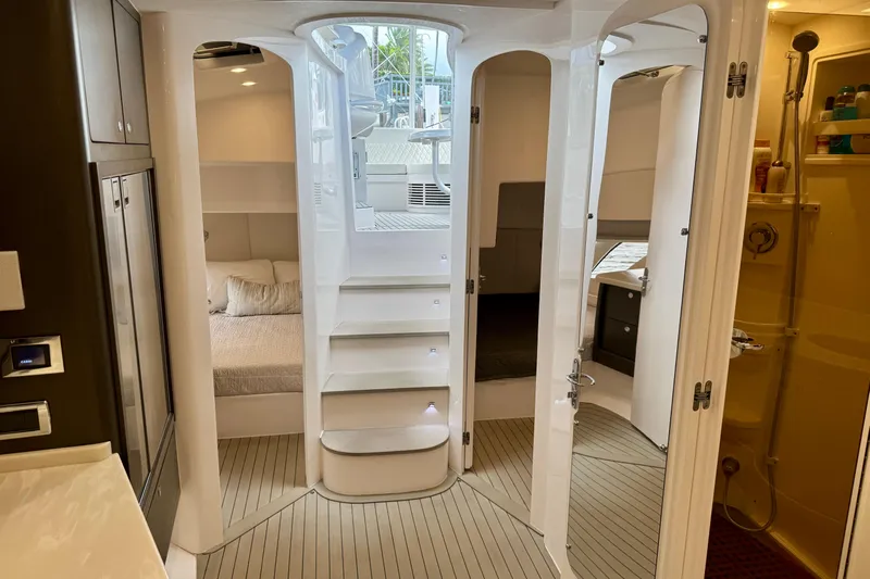 Tekeze Yacht Photos Pics Luxurious interior of 2019 Intrepid 475 Sport Yacht with modern design and elegant finishes.