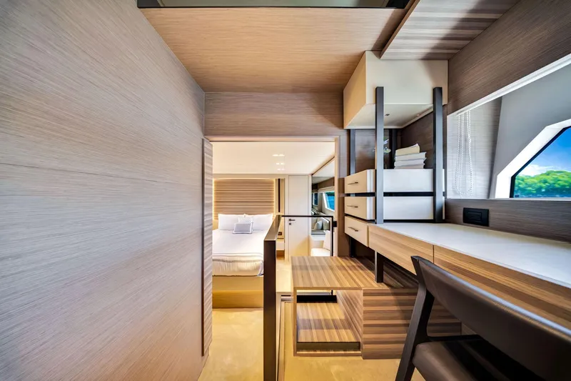  Yacht Photos Pics Luxurious interior of 2022 Ferretti Yachts 670, featuring modern design and elegant furnishings.