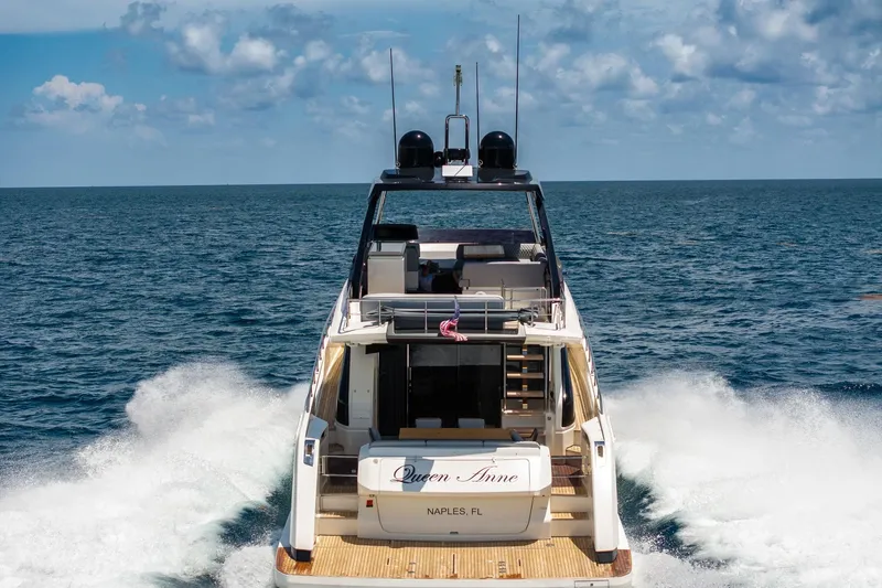  Yacht Photos Pics 2022 Ferretti Yachts 670 cruising on open sea under blue sky.