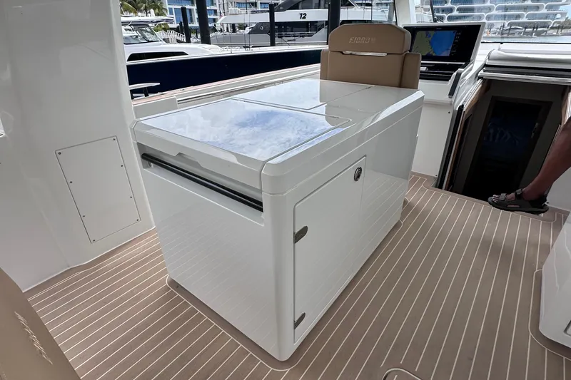 M2o Yacht Photos Pics 2024 Fjord 53 XL yacht interior with sleek cabinetry and modern design.
