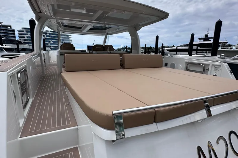 M2o Yacht Photos Pics 2024 Fjord 53 XL luxury yacht with spacious deck and modern design.