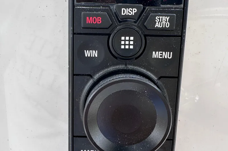 M2o Yacht Photos Pics Control panel of 2024 Fjord 53 XL with buttons labeled MOB, DISP, STBY AUTO.