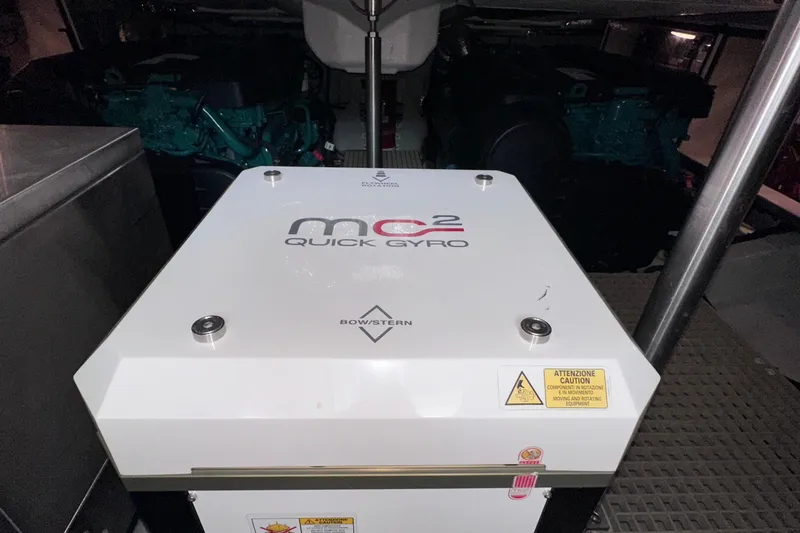M2o Yacht Photos Pics Engine room of 2024 Fjord 53 XL featuring MC2 Quick Gyro stabilizer.