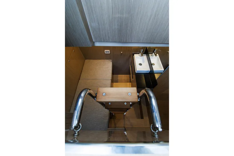 M2o Yacht Photos Pics Interior of 2024 Fjord 53 XL yacht featuring a compact bathroom with a modern sink.